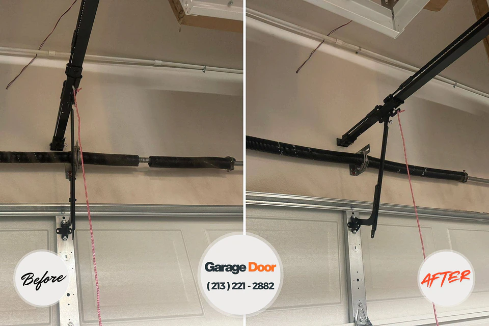 Before and after: garage door repair Mangonia Park, FL